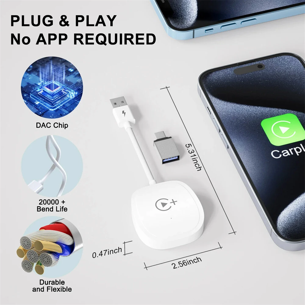 Wireless CarPlay Adapter Support Watch Video Online Netflix/YouTube/Tiktok For OEM Wired CarPlay Cars — view 8