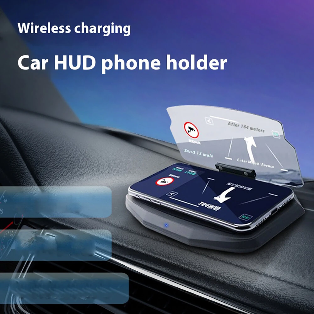 Wireless Charging Car-mounted HUD Car HUD Head-Up Display Projection Folding Holder Driving Navigation Mobile Phone Holder — view 4