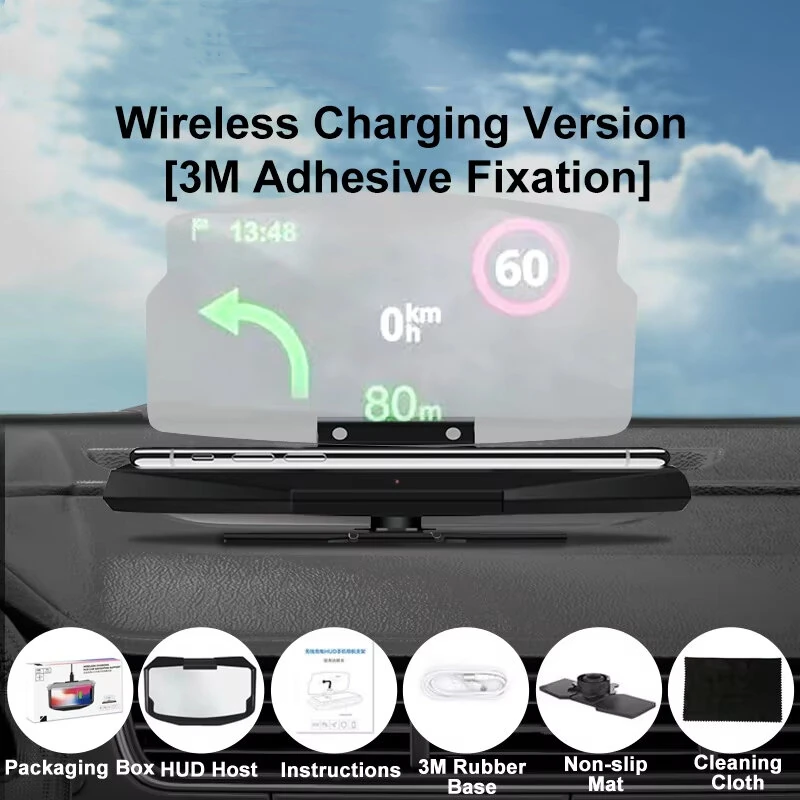 Wireless Charging Car-mounted HUD Car HUD Head-Up Display Projection Folding Holder Driving Navigation Mobile Phone Holder — view 9