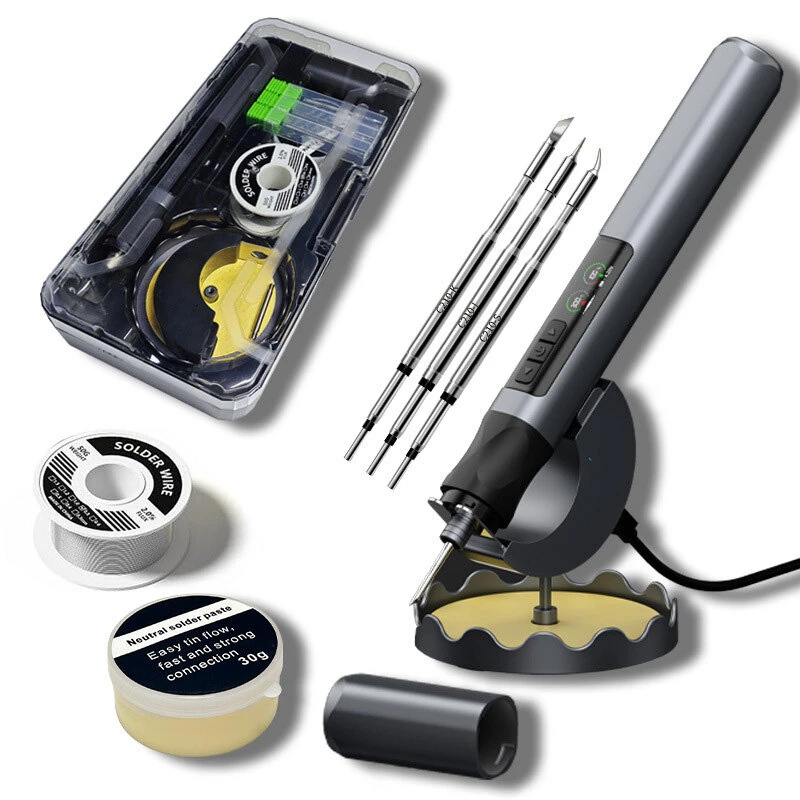 Wireless Soldering Iron 75W 1900mAh Battery LED Display Adjustable Temperature 180-480℃ Rapid Heating Welding Tool Type-C Rechargeable — Pricio