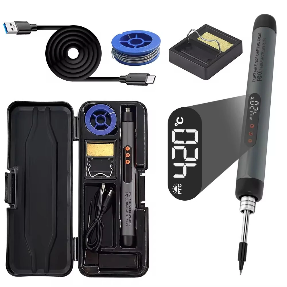 Wireless USB Soldering Iron 8W Adjustable Temperature 300-450°C Type-C Charging High-Capacity Battery Quick Heating Portable Soldering Tool with Accessories — view 2