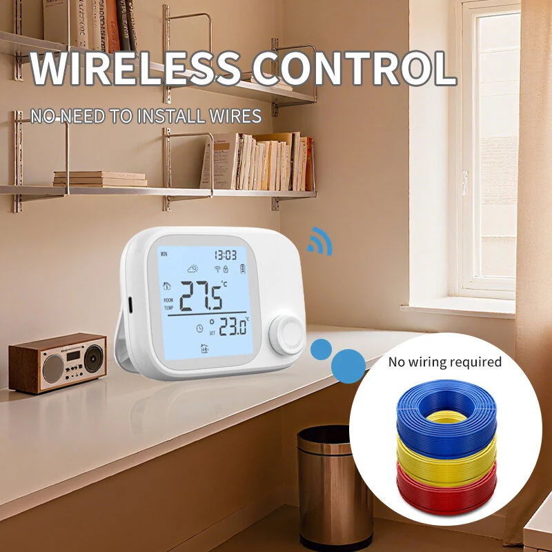 WiTH6 Smart WiFi Wireless Boiler Thermostat RF433 7 Day Programmable LCD Display Child Lock Smart Thermostat Voice Control with Alexa Google Home — view 4
