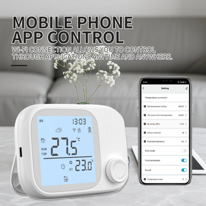 WiTH6 Smart WiFi Wireless Boiler Thermostat RF433 7 Day Programmable LCD Display Child Lock Smart Thermostat Voice Control with Alexa Google Home — view 6