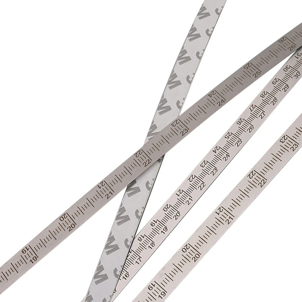 Wnew DIY Ruler Stainless Steel Laser-Etched 3M Adhesive Backing Dual Metric Measurements Top-Quality Precision Tool Silver Finish