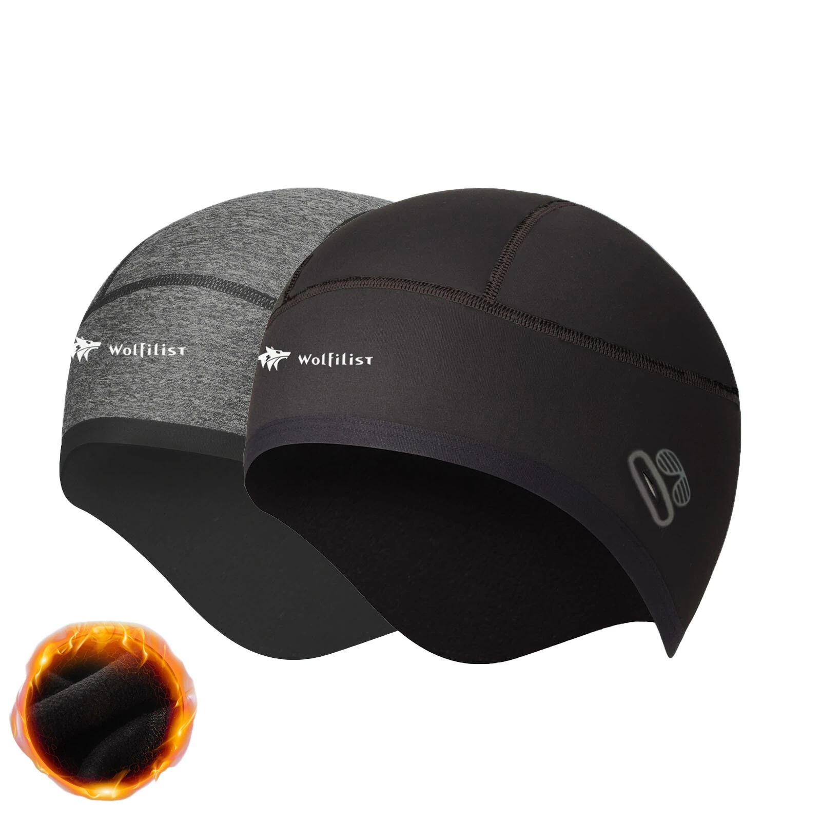 Wolfilist 1-Pack Unisex Breathable Thermal Cycling Skull Cap Winter Windproof Fleece Lined Full Coverage Headscarf Hat for Running Skiing Motorcycle Riding — Wolfilist
