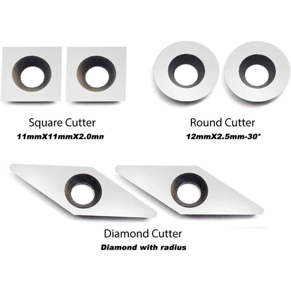 Wood Lathe Chisel Set 3 PCS Woodworking Turning Tools Includes Square Round Diamond Carbide Blades for Wood Turning Use — view 4