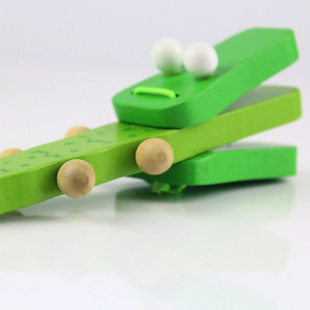 Wooden Castanet Cartoon Crocodile Clap Toy Musical Instrument Early Educational — view 3