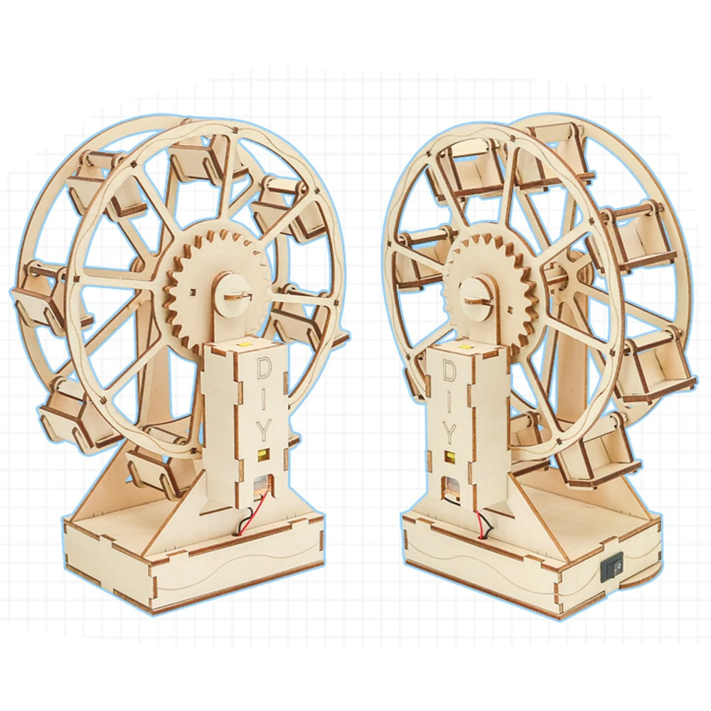 Wooden DIY Educational Scientific Experiments Early Education Toys Eight-chair Ferris wheel for Children — view 8