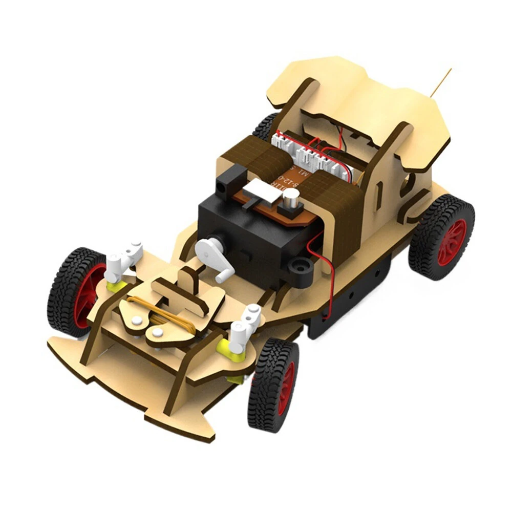 Wooden Remote Control 4WD Car Assembly Kits DIY Stem Education Student 's Science Experiment Tools Kids — Pricio