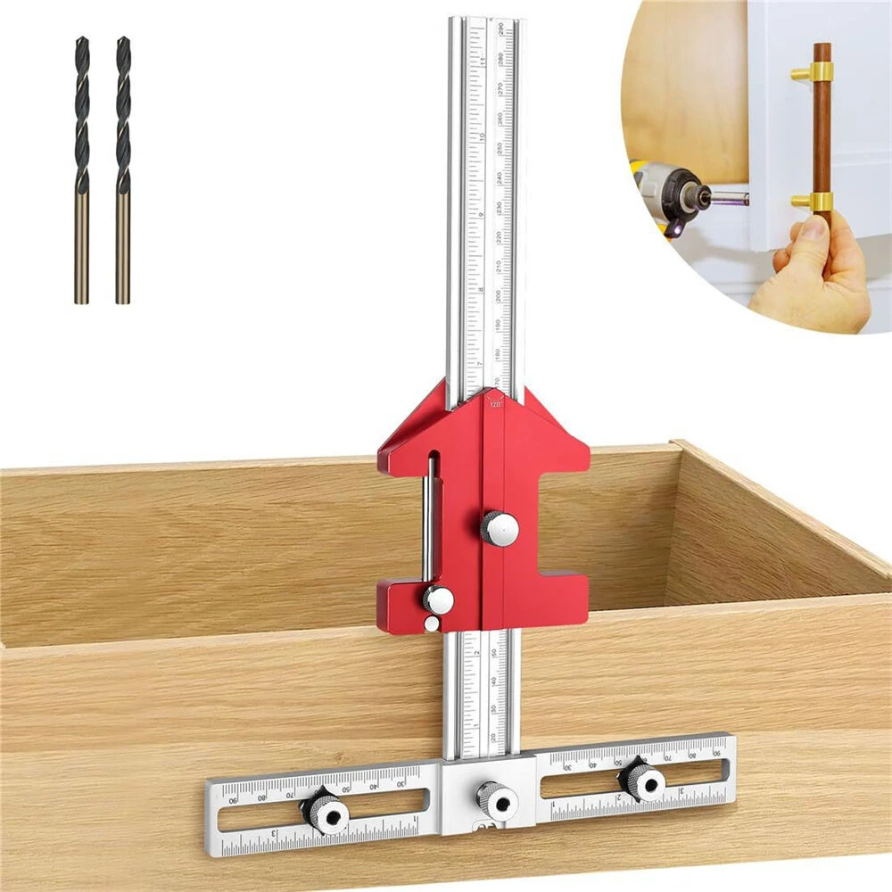 Woodworking Multifunctional Right-Angle Ruler Drill Guide Tool Aluminium Alloy 30°-120° Angle Positioning Assistant Drawer Installation — image 1