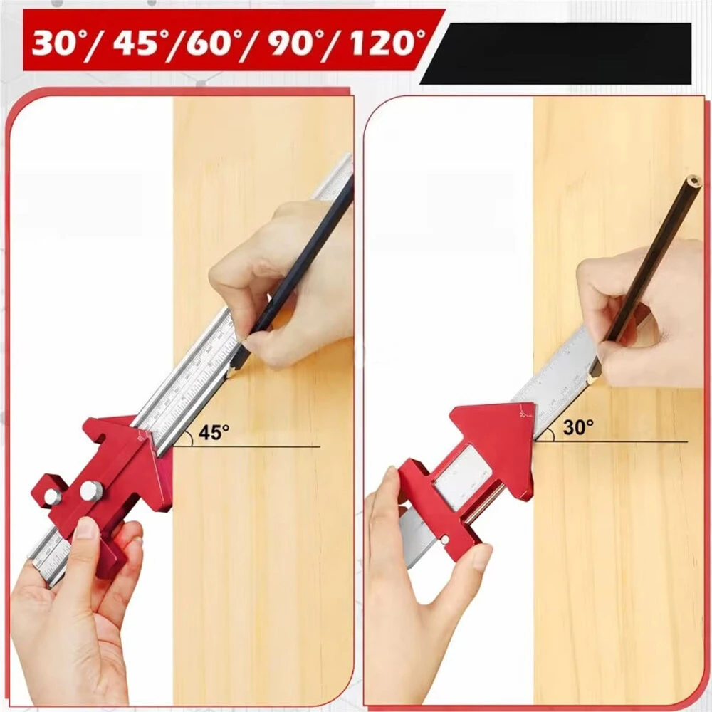 Woodworking Multifunctional Right-Angle Ruler Drill Guide Tool Aluminium Alloy 30°-120° Angle Positioning Assistant Drawer Installation — view 3