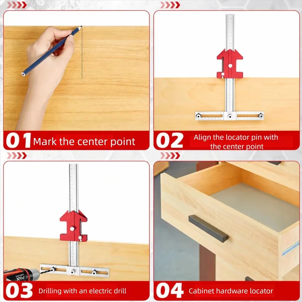 Woodworking Multifunctional Right-Angle Ruler Drill Guide Tool Aluminium Alloy 30°-120° Angle Positioning Assistant Drawer Installation — view 6