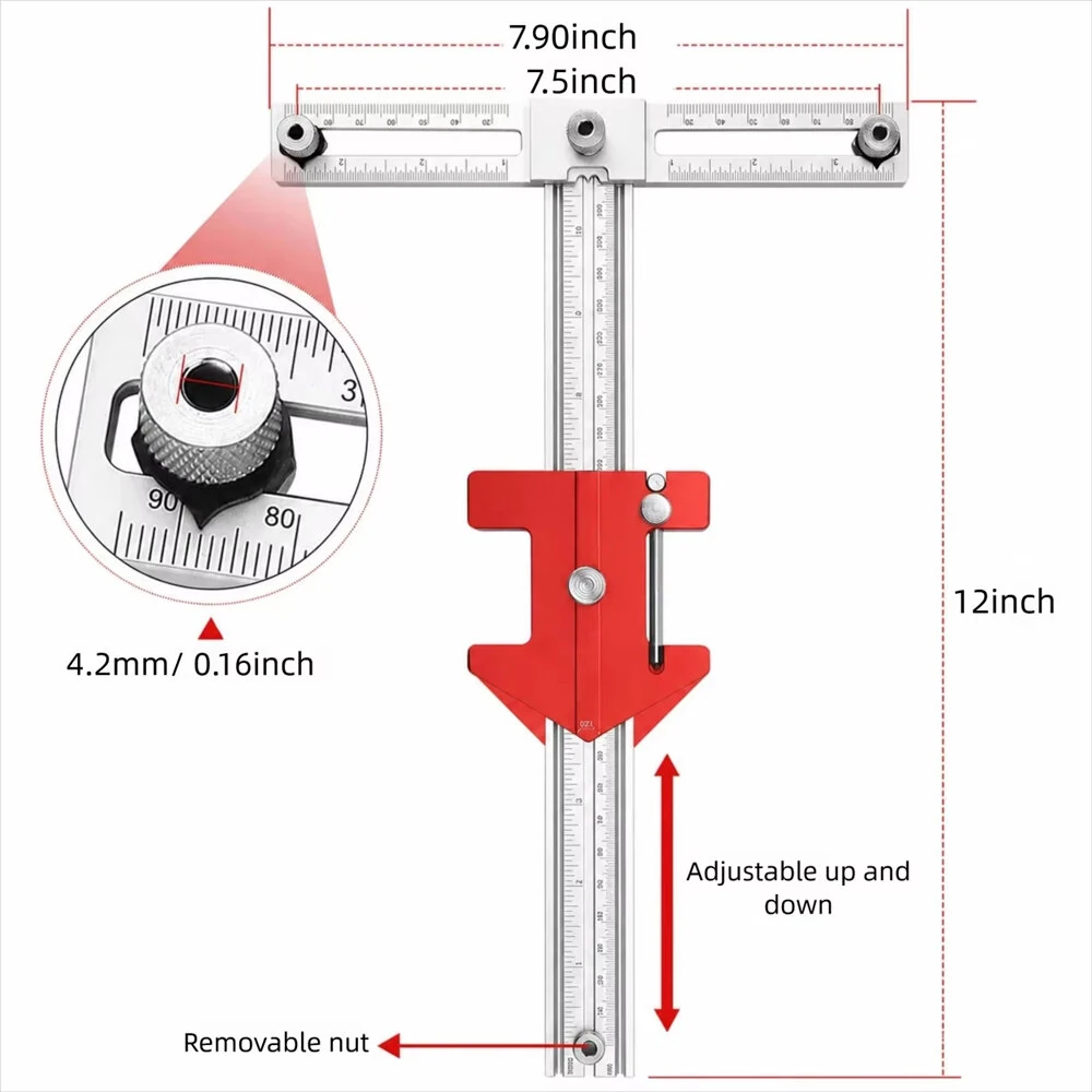 Woodworking Multifunctional Right-Angle Ruler Drill Guide Tool Aluminium Alloy 30°-120° Angle Positioning Assistant Drawer Installation — view 7