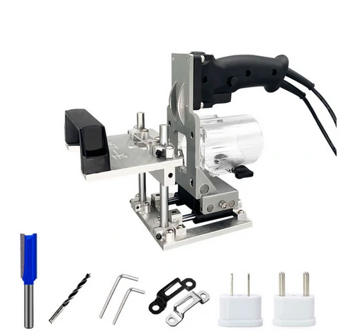 Woodworking Slotting Locator Compact Router Trimming Machine 2 in 1 Invisible Fastener Punch Bracket for Wardrobe Cupboard Pane — view 4