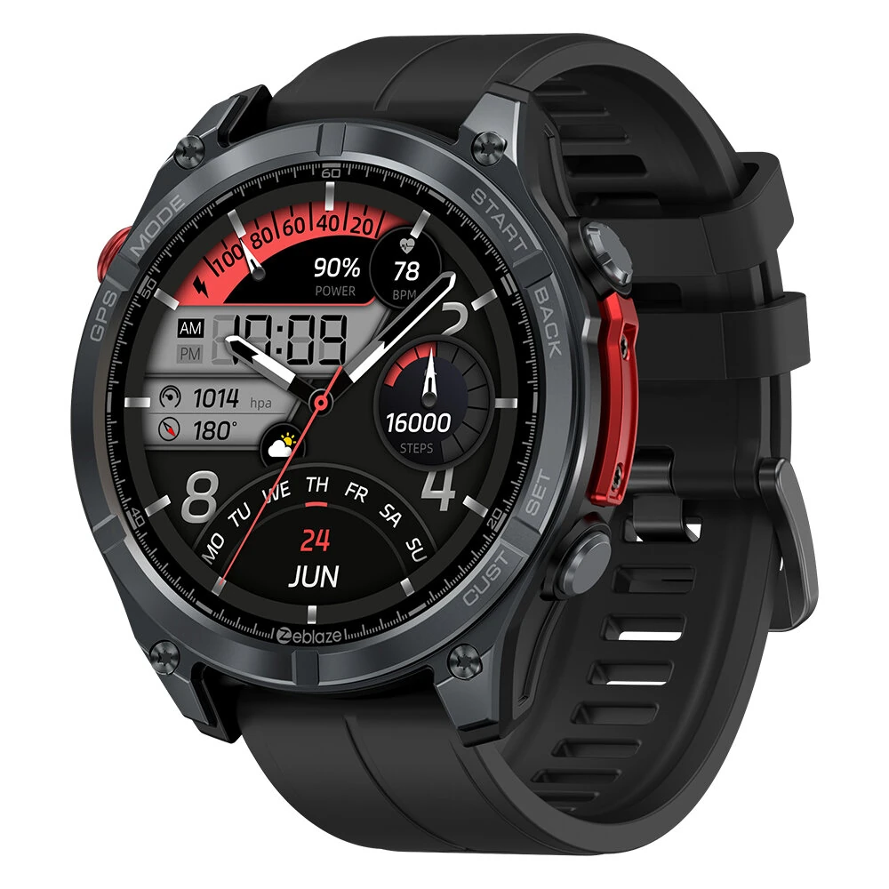 [World Premiere]Zeblaze Stratos 4 1.43-inch AMOLED GPS 5ATM&IP69K Waterproof Built-in Flashlight Compass&Barometric Altimeter 60 days Battery Life Voice Assistant bluetooth Call Heart Rate SpO2 Monitor Sleep Monitoring Multi-sport Modes Smart Watch — view 3