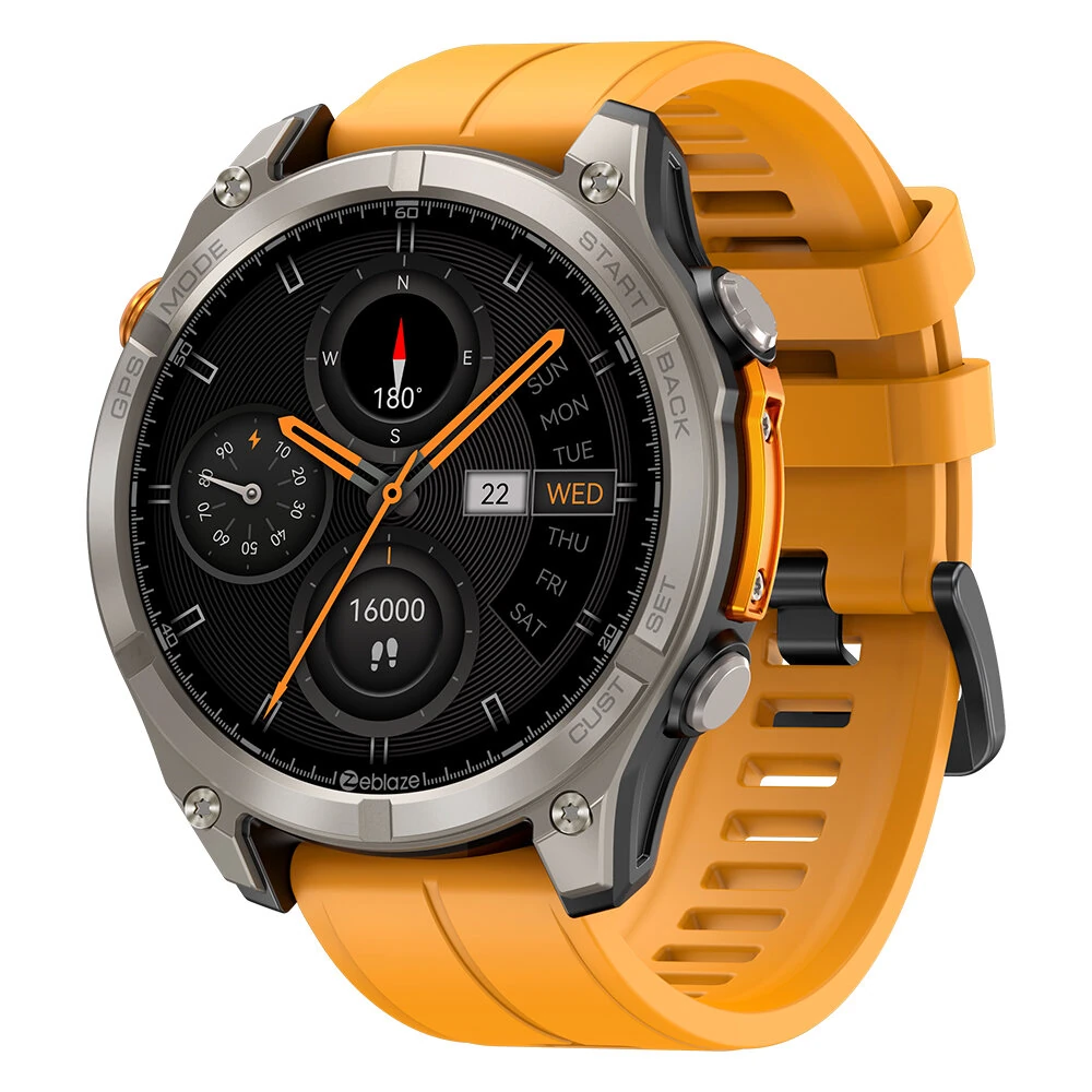 [World Premiere]Zeblaze Stratos 4 1.43-inch AMOLED GPS 5ATM&IP69K Waterproof Built-in Flashlight Compass&Barometric Altimeter 60 days Battery Life Voice Assistant bluetooth Call Heart Rate SpO2 Monitor Sleep Monitoring Multi-sport Modes Smart Watch — view 4