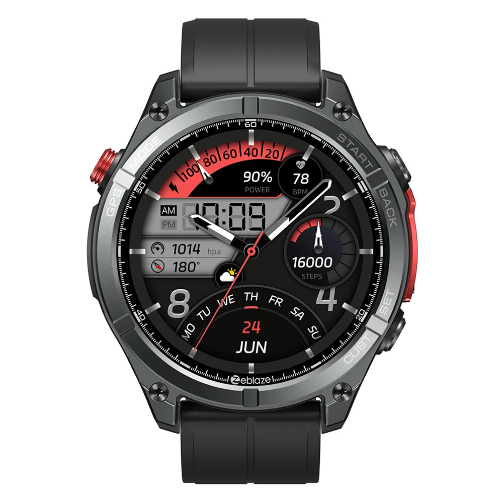 [World Premiere]Zeblaze Stratos 4 1.43-inch AMOLED GPS 5ATM&IP69K Waterproof Built-in Flashlight Compass&Barometric Altimeter 60 days Battery Life Voice Assistant bluetooth Call Heart Rate SpO2 Monitor Sleep Monitoring Multi-sport Modes Smart Watch — view 5