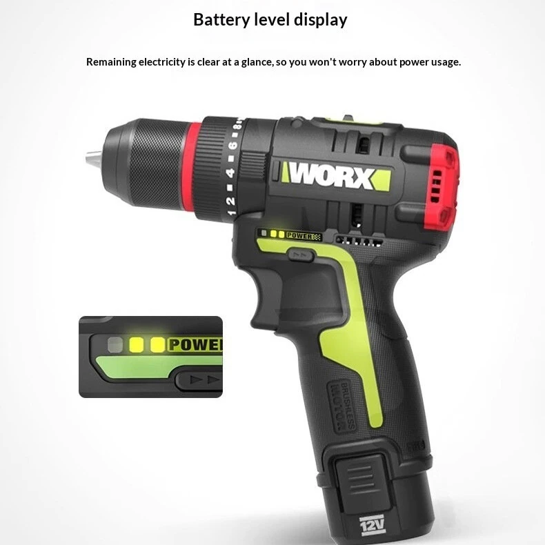 WORX WU131X Cordless Impact Drill 12V Brushless 40Nm 10mm Chuck 2-Speed 2.0Ah Lithium Battery — view 3