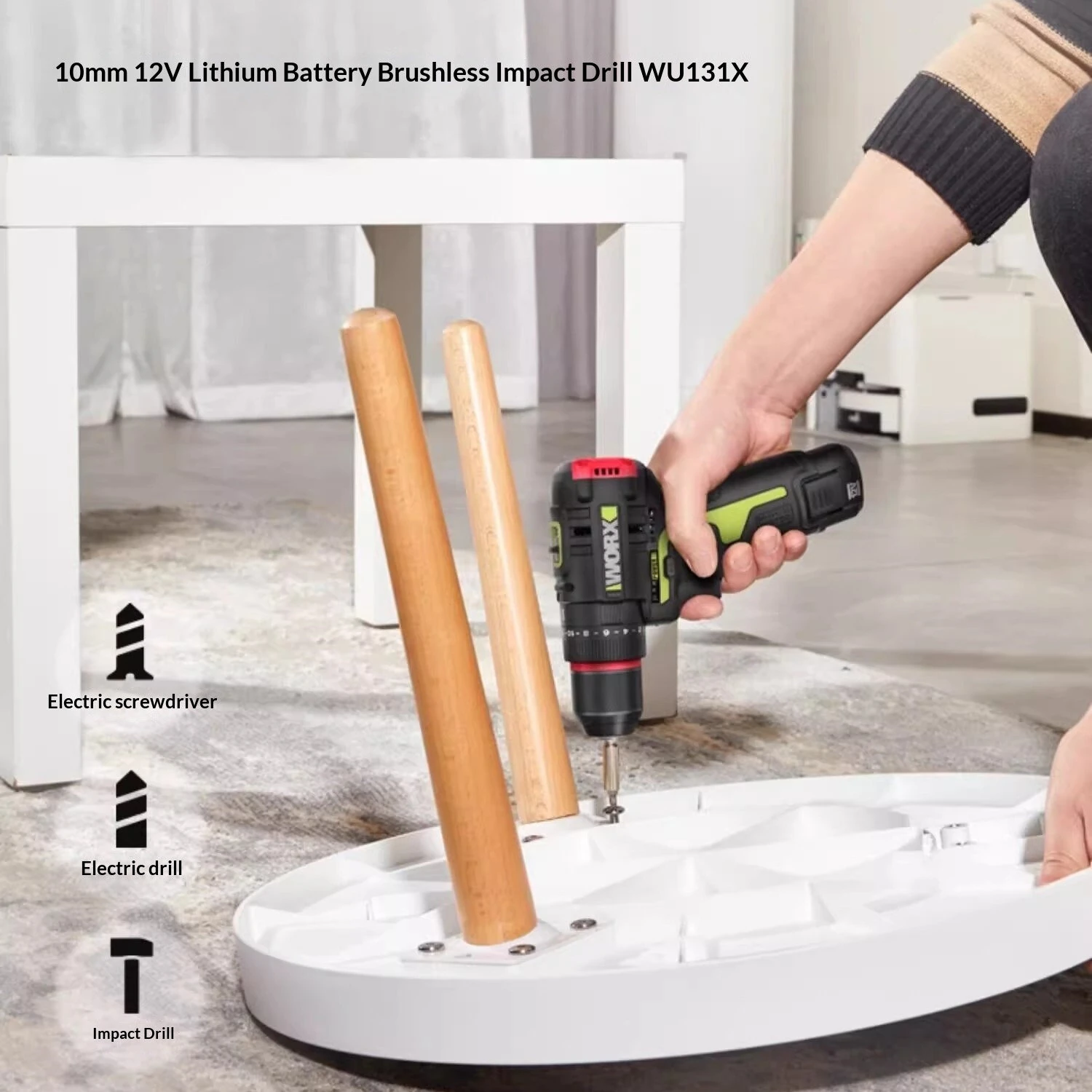 WORX WU131X Cordless Impact Drill 12V Brushless 40Nm 10mm Chuck 2-Speed 2.0Ah Lithium Battery — view 6