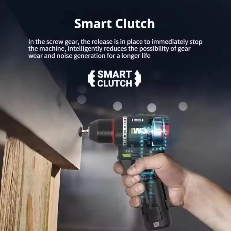 WORX WU135 Cordless Electric Drill 12V 50Nm 1800rpm Brushless Motor Smart Clutch 10mm Chuck Home Power Tool — view 2