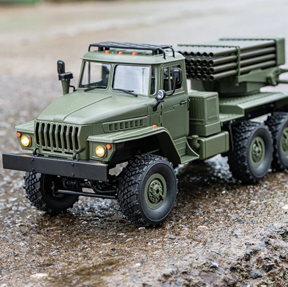 WPL B36-2 1/16 2.4G 6WD RTR Rc Car Hail Rocket Launcher BM-21 Military Truck Rock Crawler Vehicle Models Toy Proportional Control