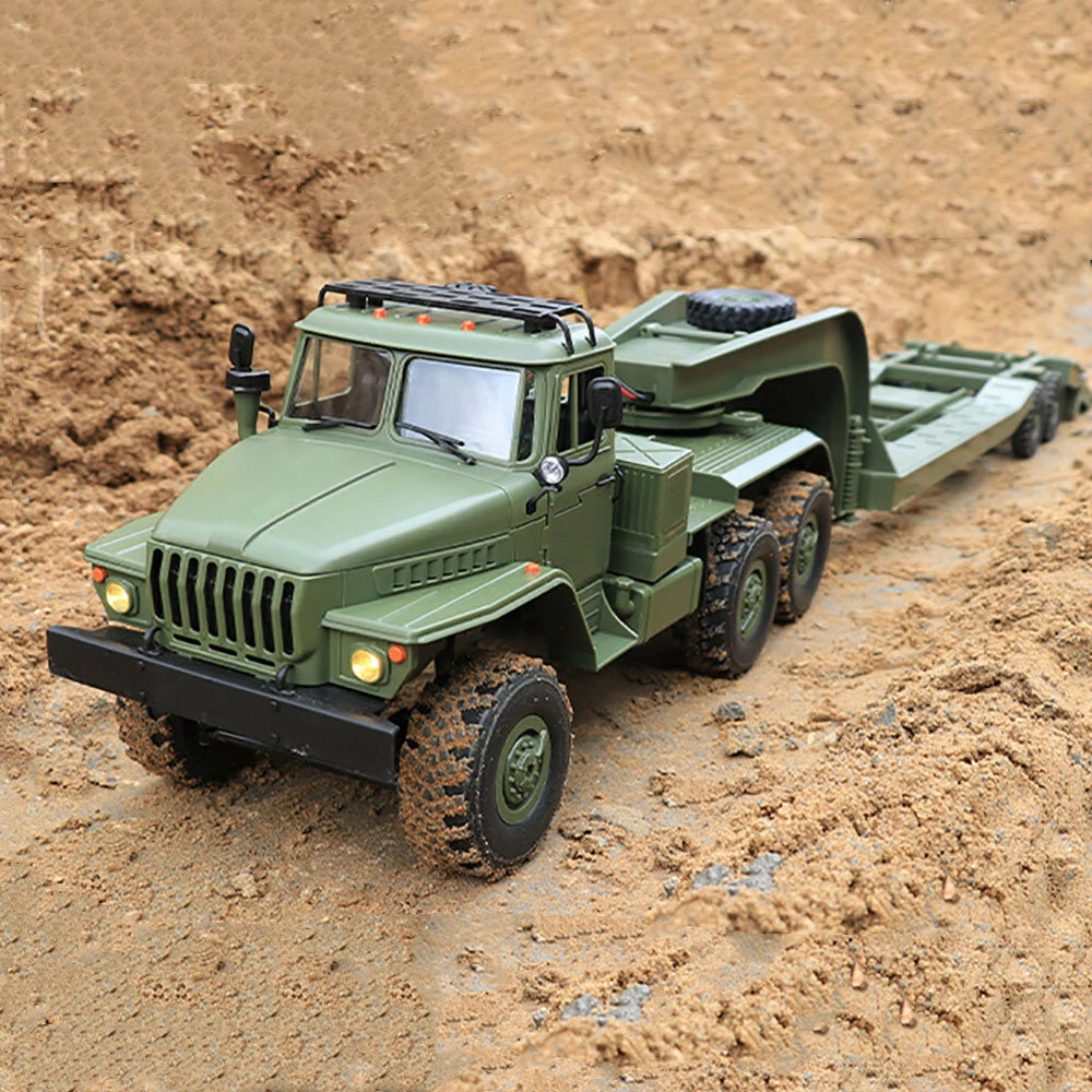WPL B36-3 Ural 1/16 2.4G 6WD RTR Rc Car Military Truck With Trailer Rock Crawler Vehicle Models Toy Proportional Control — WPL