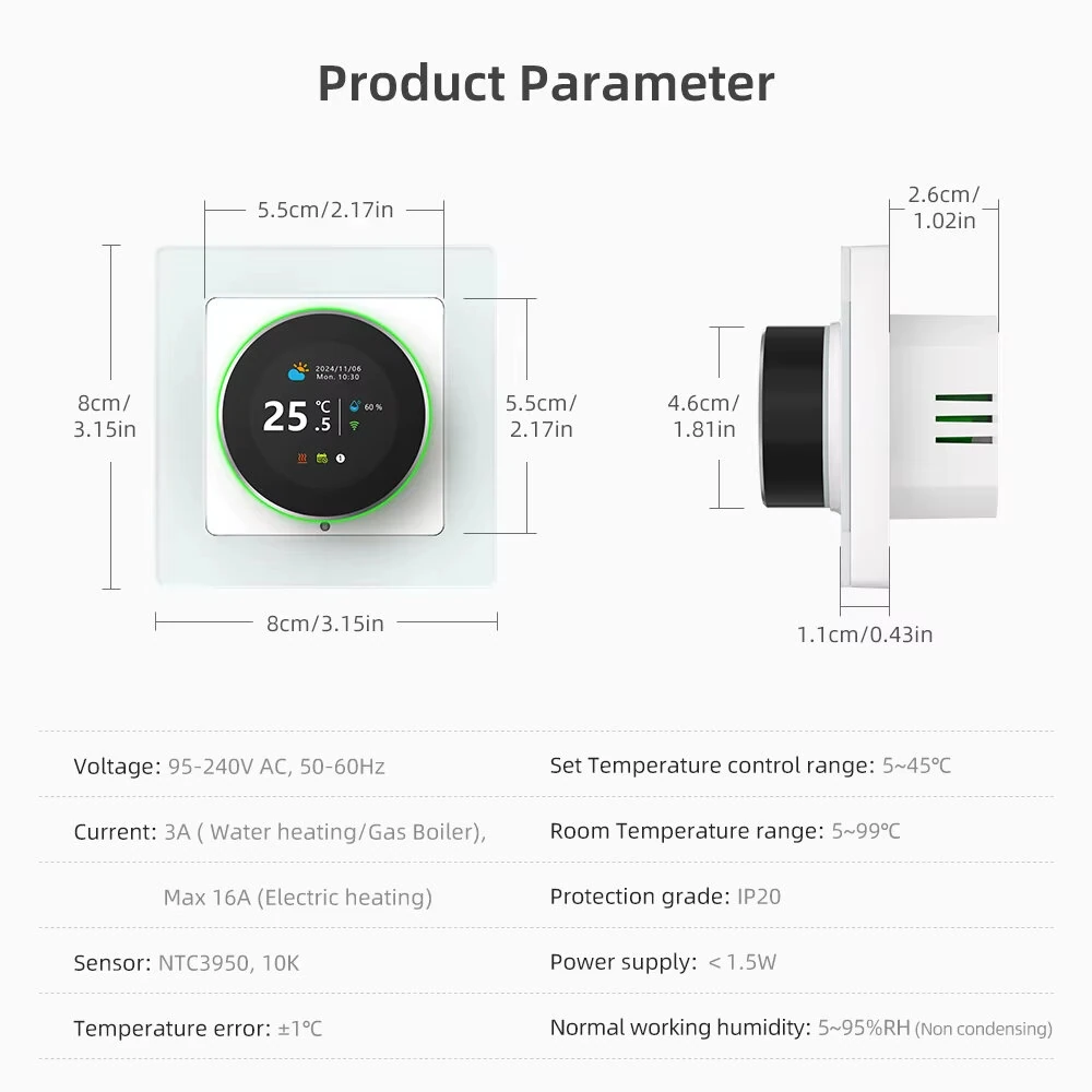 WT20R Tuya WiFi Smart Knob Thermostat Electric Heating Water Gas Boiler Temperature Controller Works With Alexa Google Home — view 6