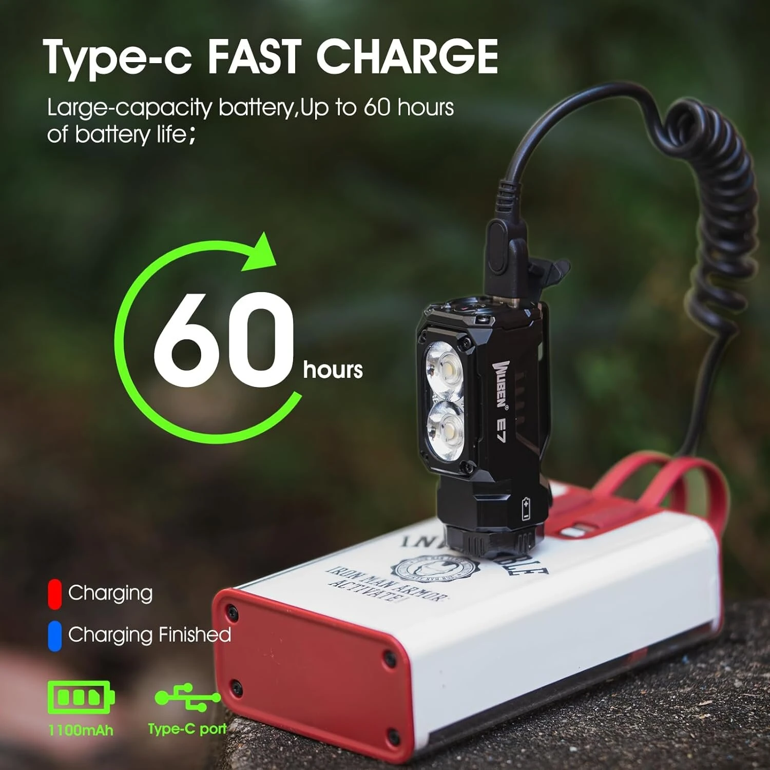 Wuben E7 1800lm Ultra-Compact and Lightweight LED Headlamp & Flashlight With 18350 Battery High Lumen Recheargeable Mini Torch Light LED Headlight — view 10