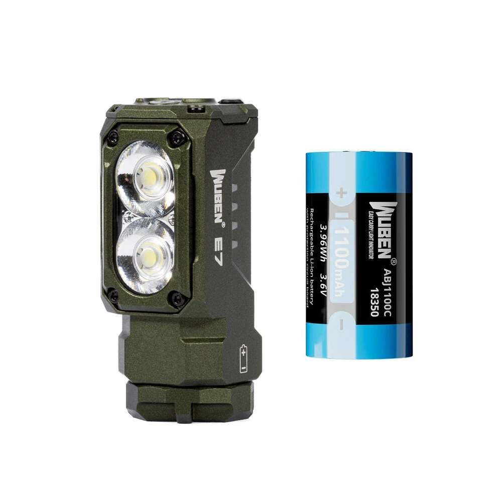 WUBEN E7 2in1 1800 Lumens LED Headlamp Rechargeable Flashlight 18350 18650 Battery Compact EDC Min Torch  Magnetic Tail Work Lamp Waterproof Headlight For Outdoor Camping Running Hiking Fishing — view 3