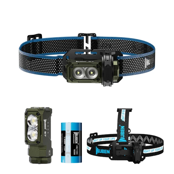 WUBEN E7 2in1 1800 Lumens LED Headlamp Rechargeable Flashlight 18350 18650 Battery Compact EDC Min Torch  Magnetic Tail Work Lamp Waterproof Headlight For Outdoor Camping Running Hiking Fishing — view 5