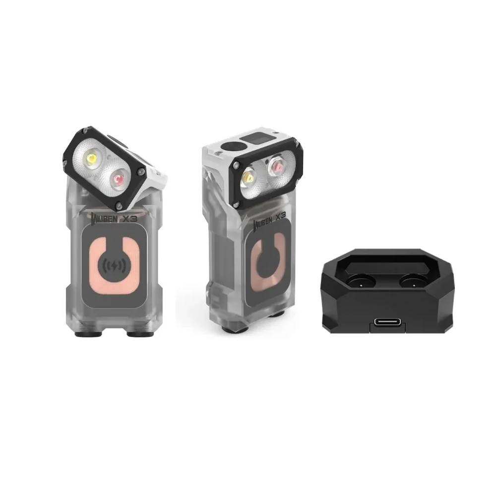 WUBEN X3 Owl 700LM Mini LED Keychain Flashlight 180° Rotating Head Best EDC Flashlight Wireless Charging Base Ultra-light Weight Mini Torch Camping Tent Lamp — wuben