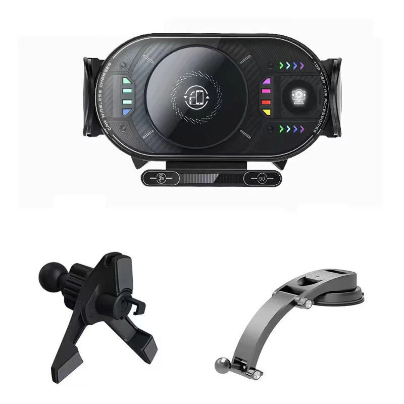 X10 15W Fast Wireless Car Charger Mount Foldable Rotating Phone Holder for Air Vent & Dashboard Compatible with Foldable Flat Screen Phones — image 1