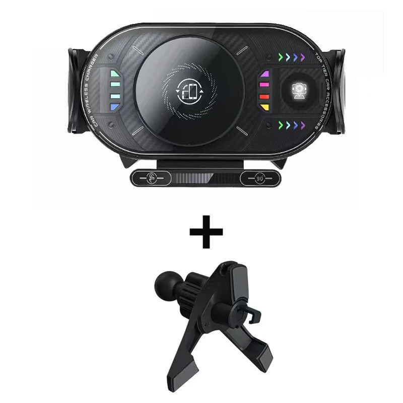 X10 15W Fast Wireless Car Charger Mount Foldable Rotating Phone Holder for Air Vent & Dashboard Compatible with Foldable Flat Screen Phones — view 7