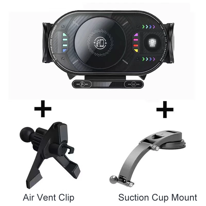 X10 15W Fast Wireless Car Charger Mount Foldable Rotating Phone Holder for Air Vent & Dashboard Compatible with Foldable Flat Screen Phones — view 9