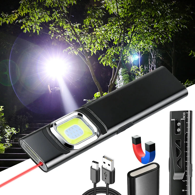 X505 EDC Rechargeable Laser Flashlight UV COB Work Light Magnetic Base Type-C 450mAh Pocket Waterproof LED Pen Light with Integrated Ruler — view 5