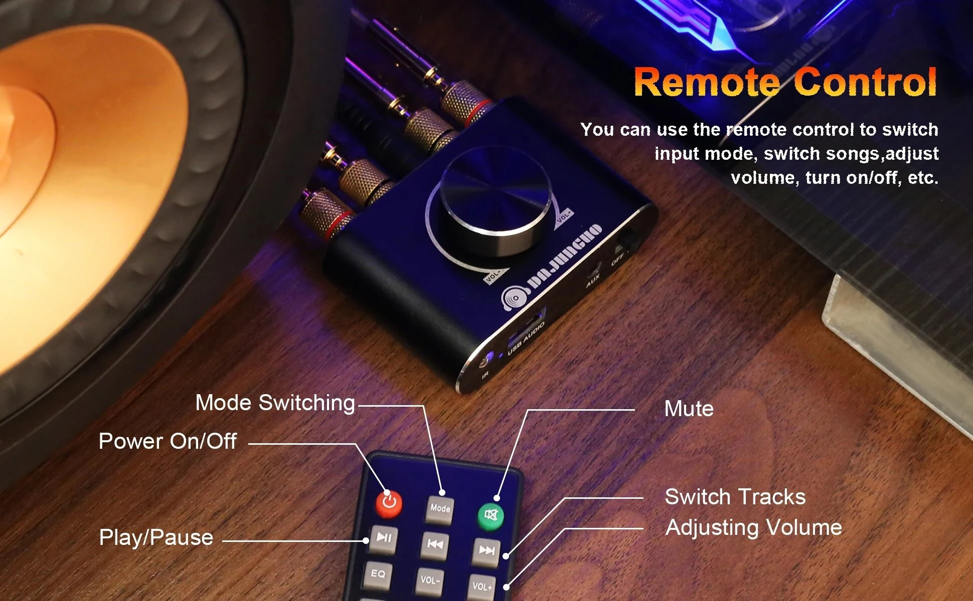 X50H Audio Amplifier 2.0 Channel 20W+20W Bluetooth Amp with Remote Control Supports Bluetooth/USB/AUX Input — view 6