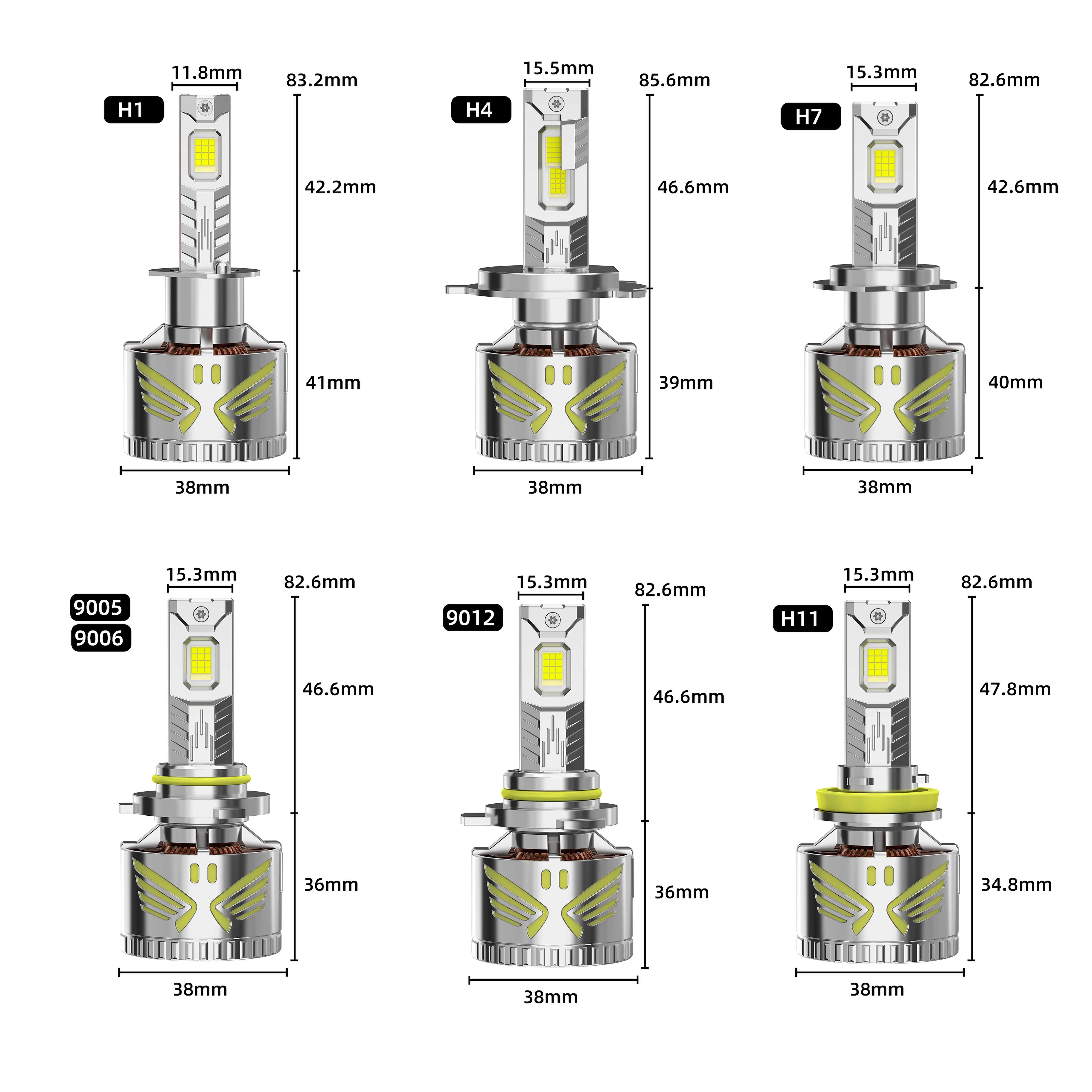 X60-Series LED Headlight Bulbs 120W 11000LM Super Bright 6500K Cool White High Low Beam Fog Light Conversion Kit — view 3