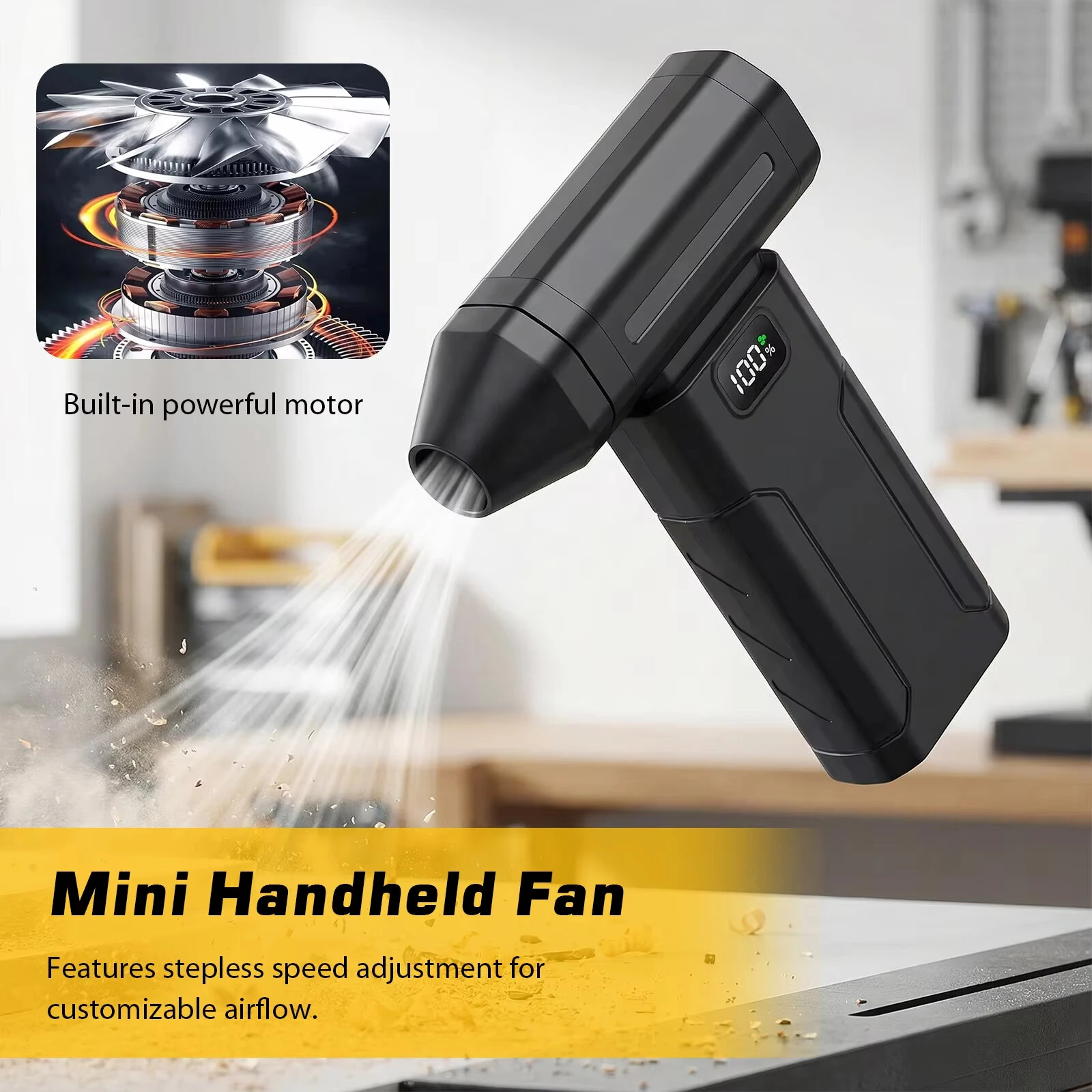 X8 Mini Turbo Fan 100000RPM 5-Speed Handheld Portable Air Blower Rechargeable 6000mAh Type-C Fast Charging Industrial Cleaning Snow Removal LED Light — view 5