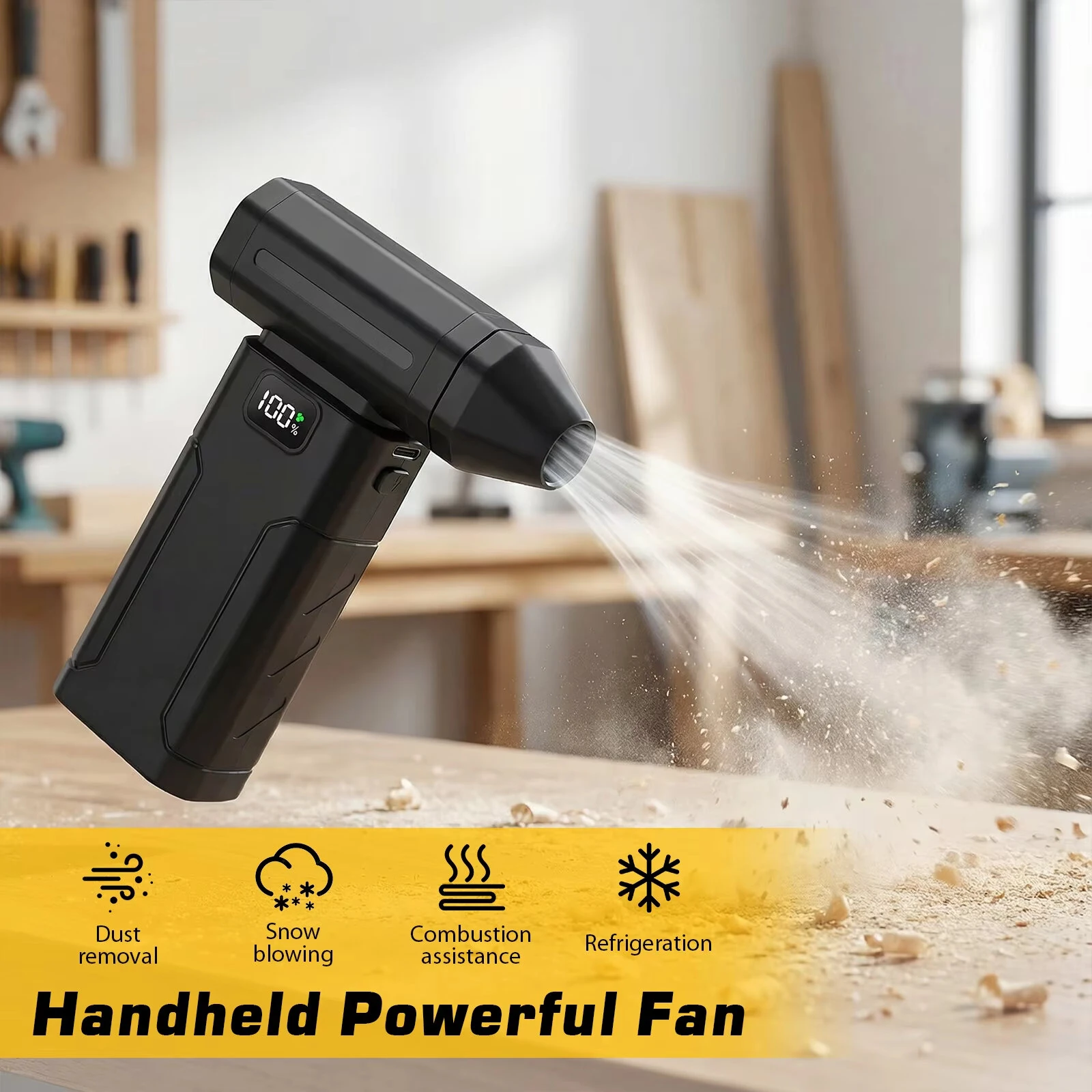 X8 Mini Turbo Fan 100000RPM 5-Speed Handheld Portable Air Blower Rechargeable 6000mAh Type-C Fast Charging Industrial Cleaning Snow Removal LED Light — view 6