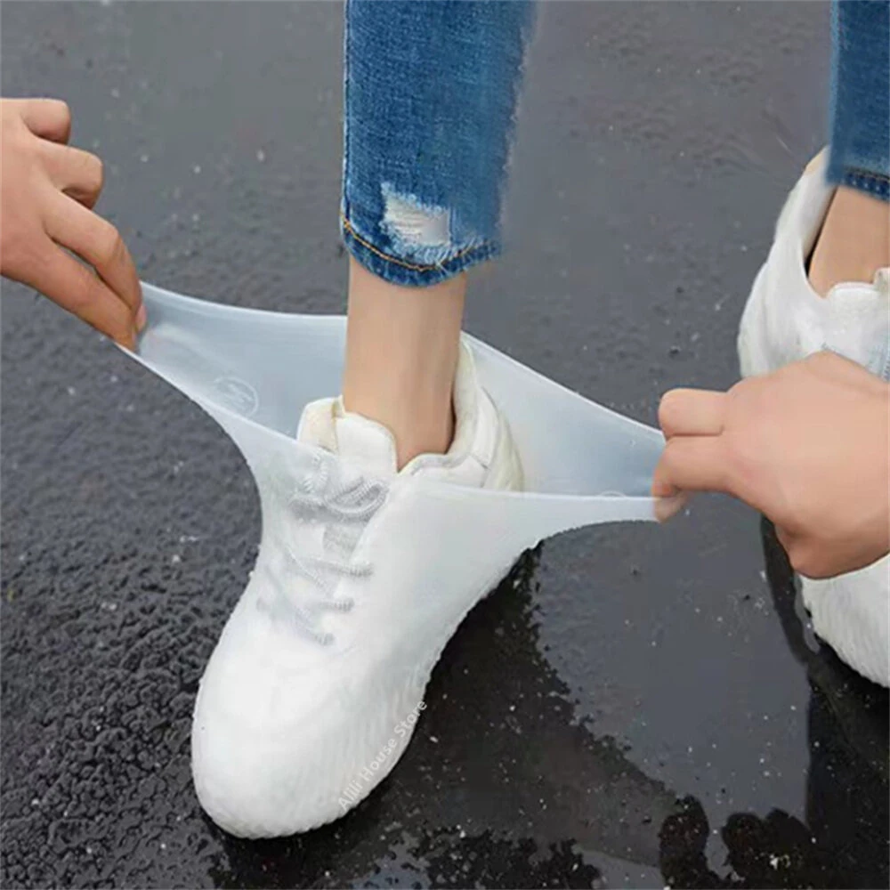 XANES 1 Pair Waterproof Non-slip Silicone Bike Shoe Cover High Elastic Wear-resistant Unisex Rain Boots for Rainy Day Cycling Reusable Shoe Cover — XANES
