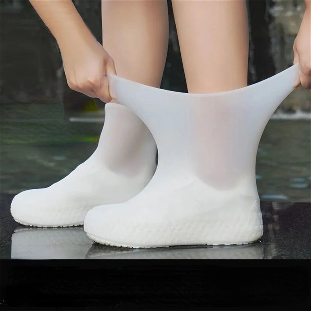 XANES 1 Pair Waterproof Non-slip Silicone Bike Shoe Cover High Elastic Wear-resistant Unisex Rain Boots for Rainy Day Cycling Reusable Shoe Cover — view 4