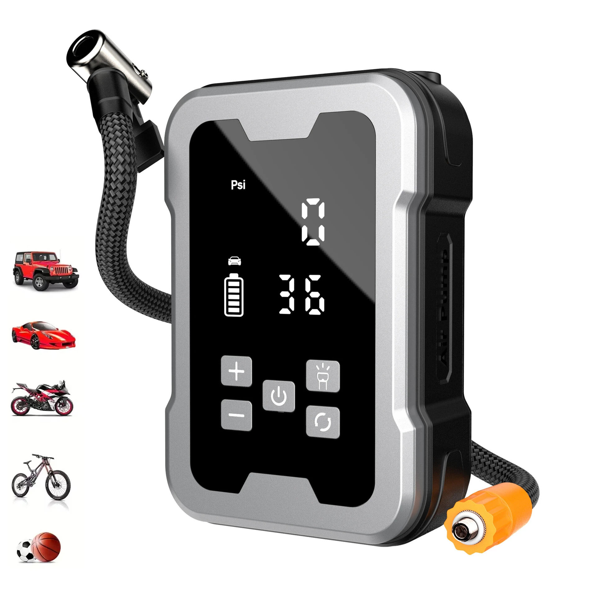 XANES 150PSI Portable Wireless Tire Inflator Digital Display Electric Air Pump with Tire Pressure Monitoring LED Light Type-C Charging — view 9