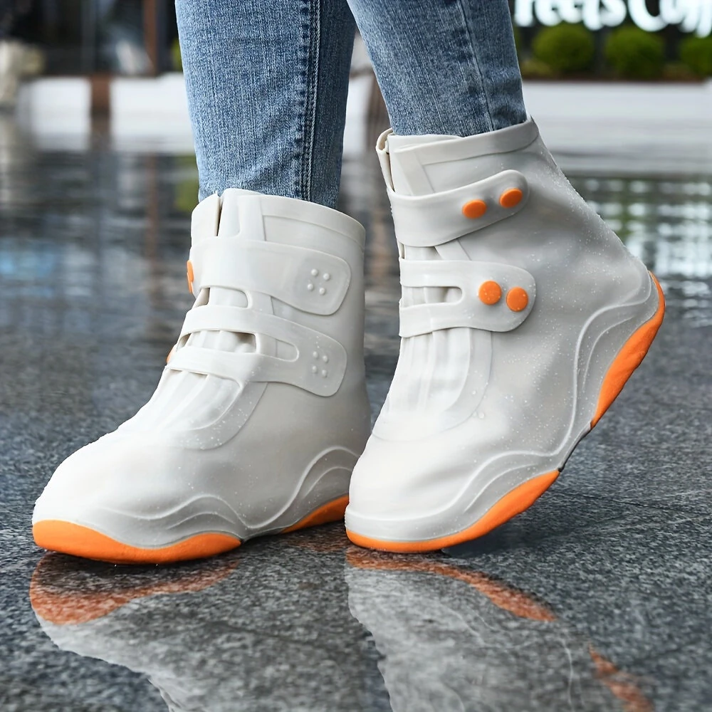 XANES 1Pair Bicycle Protective Gear Waterproof Non-slip Shoe Covers Easy Double Buckle Design Outdoor Reusable Overshoes Elastic Rain Boots Unisex — XANES