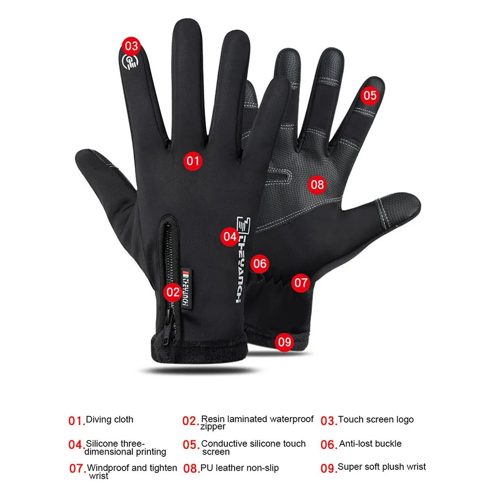 XANES 1Pair Warm Winter Gloves Waterproof Touch Screen Windproof Thermal Cycling Gloves Cold Weather Running Hiking Ski Sports Gloves — view 6