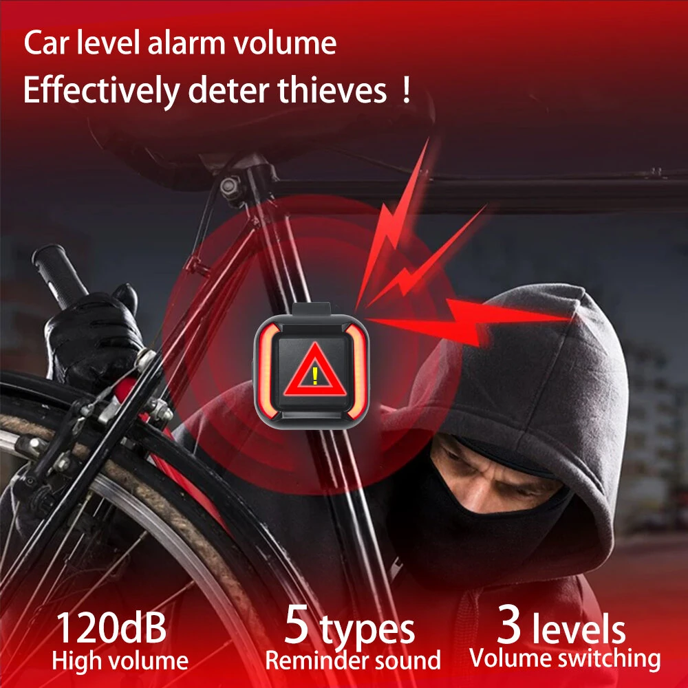 XANES 2 in 1 Wireless Bicycle Burglar Alarm Taillight 130dB High Volume,  USB Rechargeable, Waterproof Remote Bike Rear Light — view 3