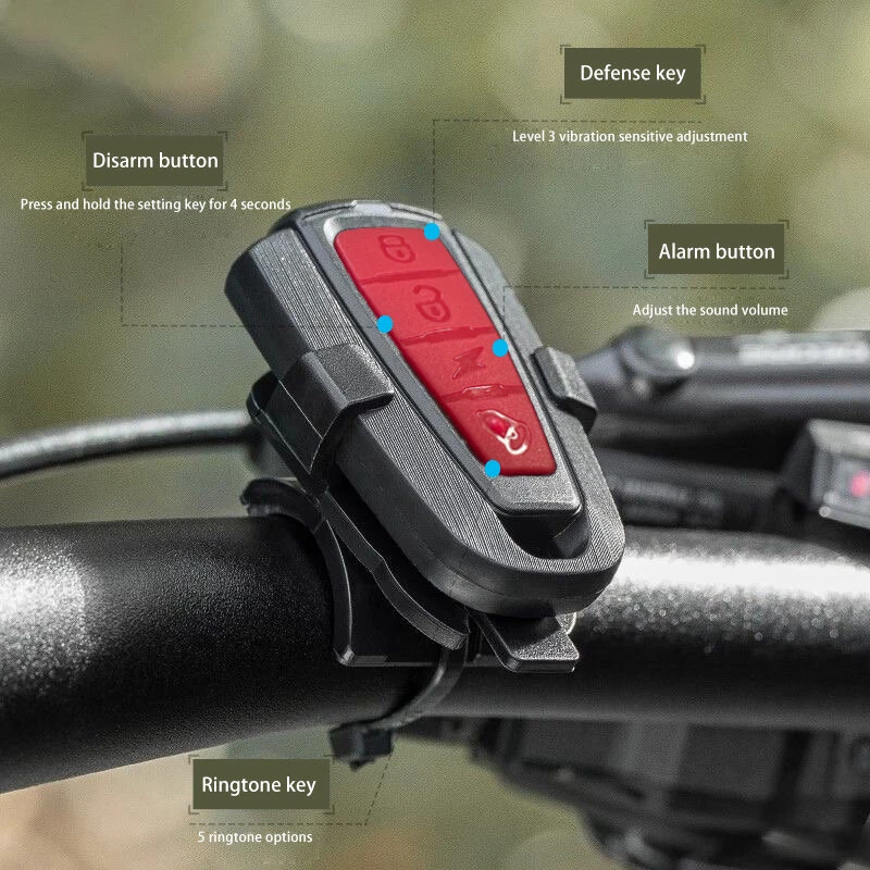 XANES 2 in 1 Wireless Bicycle Burglar Alarm Taillight 130dB High Volume,  USB Rechargeable, Waterproof Remote Bike Rear Light — view 5