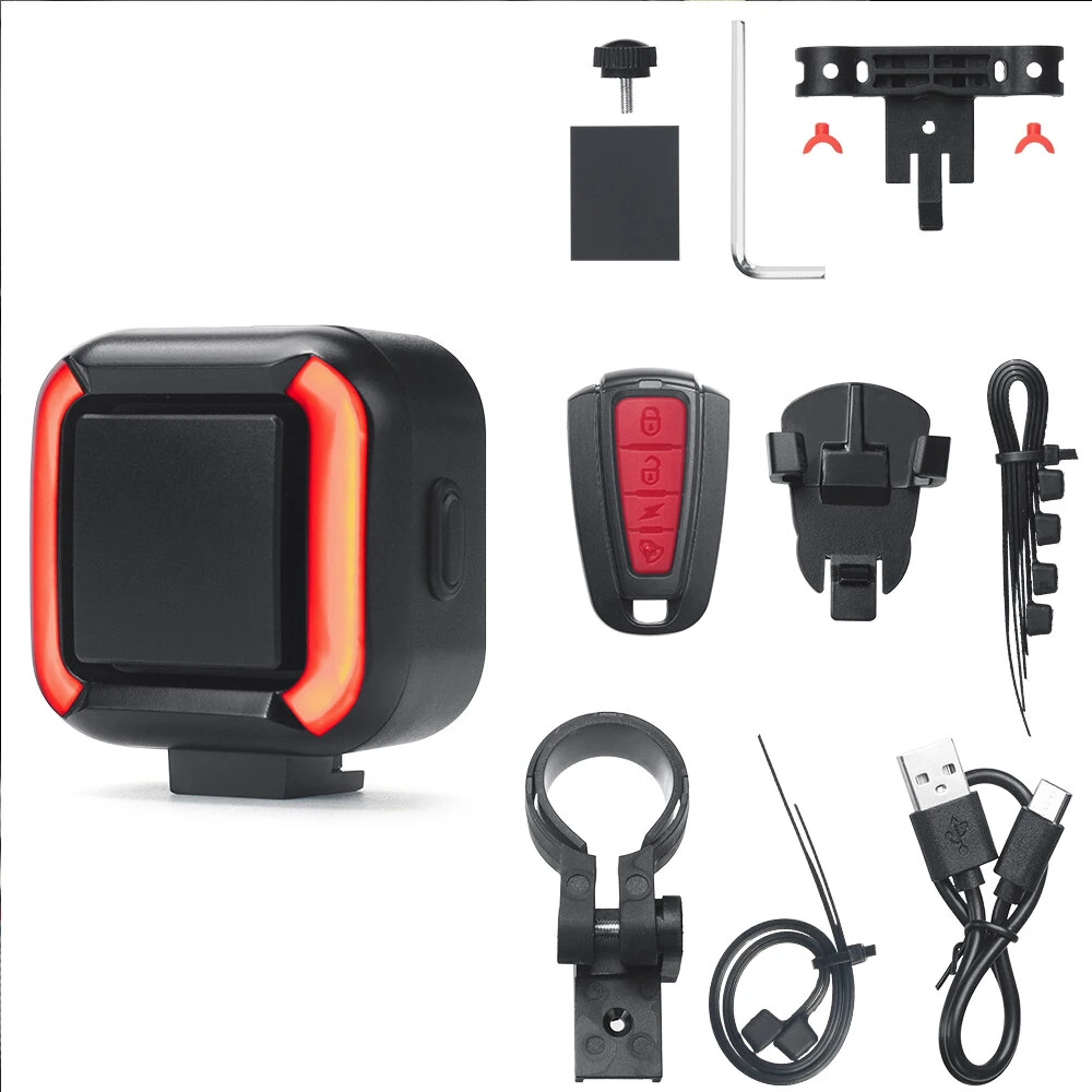 XANES 2 in 1 Wireless Bicycle Burglar Alarm Taillight 130dB High Volume,  USB Rechargeable, Waterproof Remote Bike Rear Light — view 7