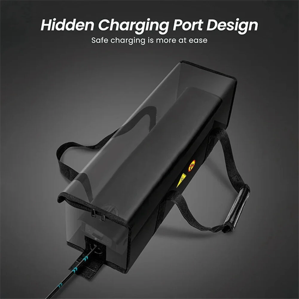 XANES 49*15*15CM Lithium Battery Storage Bag for Electric Bicycle Portable Waterproof Fireproof Explosion-proof Safety E-bikes Battery Handbag with Hidden Charging Port Design — view 5