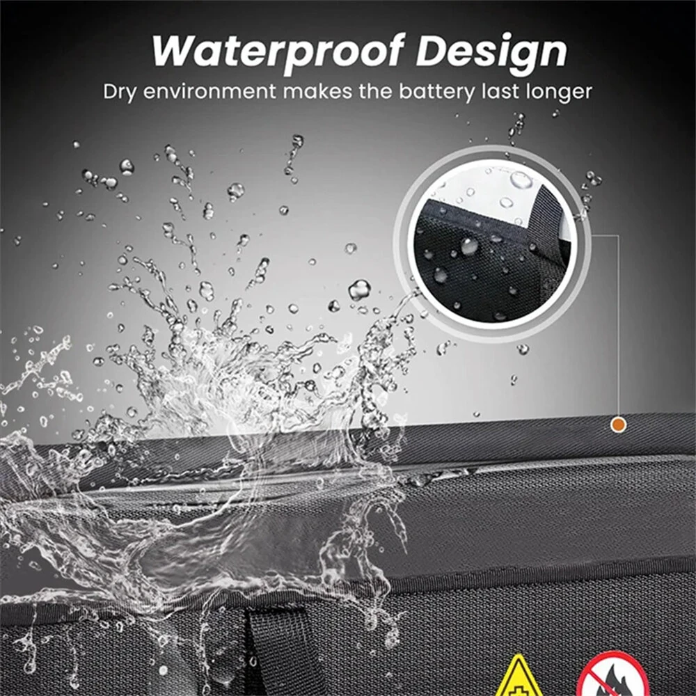 XANES 49*15*15CM Lithium Battery Storage Bag for Electric Bicycle Portable Waterproof Fireproof Explosion-proof Safety E-bikes Battery Handbag with Hidden Charging Port Design — view 8