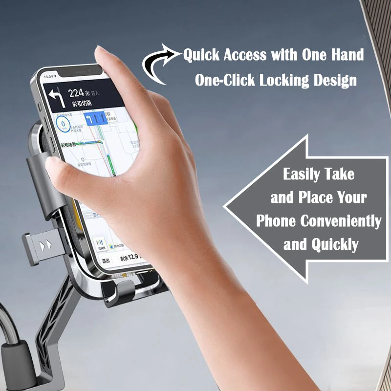 XANES Anti-Shock Bicycle Phone Mount 360° Rotation Quick Release Shockproof GPS Navigation Bike Holder for 4.7-7.2 inch Phones MTB Bike Road Bike — view 4
